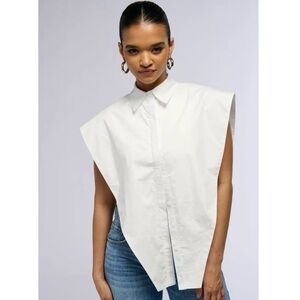 AKIRA White Boxy Button Down Shirt